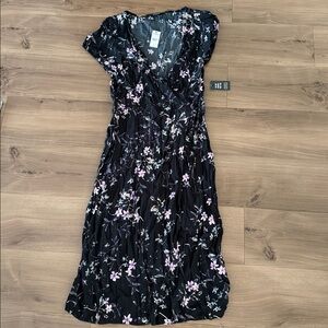 Express Floral Faux Wrap Midi Dress